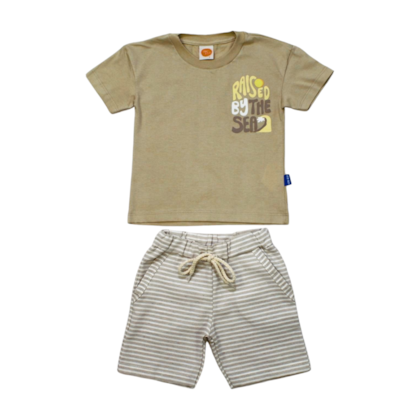 Conjunto Masculino Camiseta e Bermuda Tecido Listrada 8859 - Time Kids 