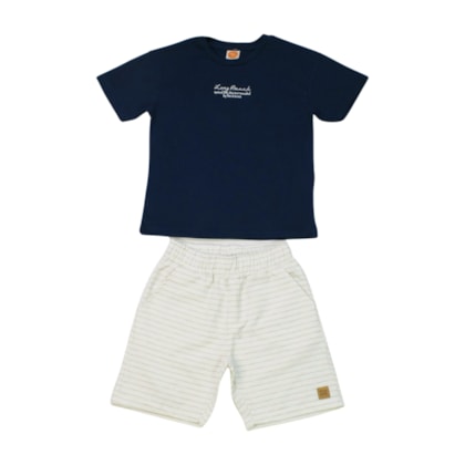 Conjunto Masculino Camiseta e Bermuda Tecido Listrada 9466 - Time Kids