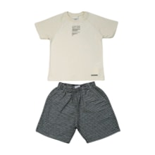 Conjunto Masculino Camiseta e Bermuda Tecido Listrado 28835 - Angerô 