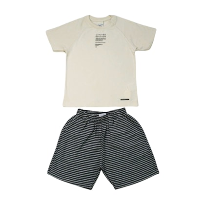 Conjunto Masculino Camiseta e Bermuda Tecido Listrado 28835 - Angerô 
