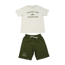 Conjunto Masculino Camiseta Estampa Adventure e Bermuda Moletinho 28949 - Angerô      