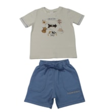 Conjunto Masculino Camiseta Estampa Adventure e Bermuda Moletinho 29065 - Angerô