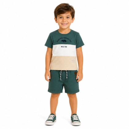Conjunto Masculino Camiseta Estampa Adventure e Bermuda Sarja 2001075 - Milon