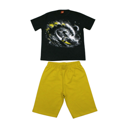 Conjunto Masculino Camiseta Estampa Astronauta e Bermuda Moletinho 1001099 - Kyly