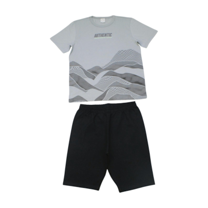 Conjunto Masculino Camiseta Estampa Authentic e Bermuda Moletinho 19517 - Alakazoo    