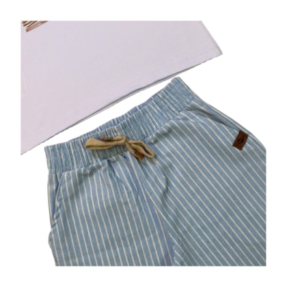 Conjunto Masculino Camiseta Estampa Barcos e Bermuda Tecido 8308 - Serelepe  