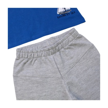 Conjunto Masculino Camiseta Estampa Barquinho e Bermuda Moletinho 70344 - Alenice
