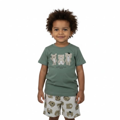 Conjunto Masculino Camiseta Estampa Bichos e Bermuda Moletinho 102737 - Trick Nick
