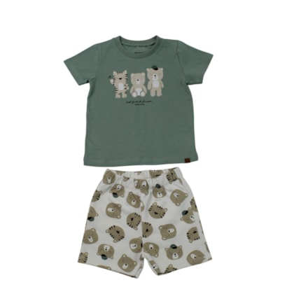 Conjunto Masculino Camiseta Estampa Bichos e Bermuda Moletinho 102737 - Trick Nick