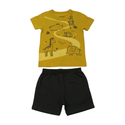 Conjunto Masculino Camiseta Estampa Bichos e Bermuda Moletinho 26842 - Brandili