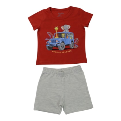 Conjunto Masculino Camiseta Estampa Bichos e Bermuda Moletinho 47159 - Rei Rex