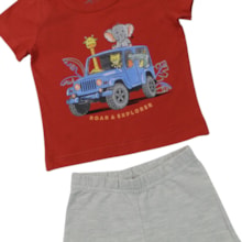 Conjunto Masculino Camiseta Estampa Bichos e Bermuda Moletinho 47159 - Rei Rex