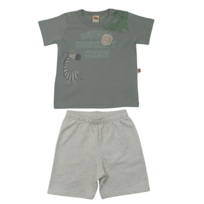Conjunto Masculino Camiseta Estampa Bichos e Bermuda Moletinho 9947 - Livy