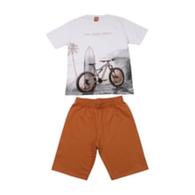 Conjunto Masculino Camiseta Estampa Bike e Bermuda Moletinho 1001371 - Kyly