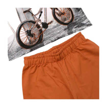 Conjunto Masculino Camiseta Estampa Bike e Bermuda Moletinho 1001371 - Kyly