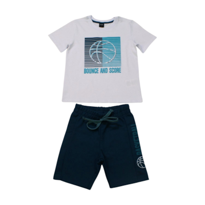 Conjunto Masculino Camiseta Estampa Bouce e Bermuda Moletinho C91445 - Cativa 