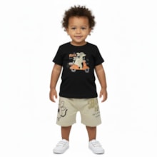 Conjunto Masculino Camiseta Estampa Cachorro e Bermuda Moletinho 27090 - Brandili