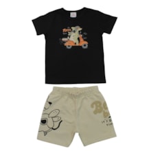 Conjunto Masculino Camiseta Estampa Cachorro e Bermuda Moletinho 27090 - Brandili