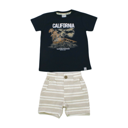 Conjunto Masculino Camiseta Estampa California e Bermuda Tecido 11363 - Tiny Joy 