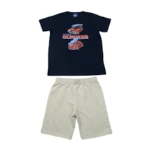 Conjunto Masculino Camiseta Estampa Carros e Bermuda Moletinho 47008 - Rei Rex     