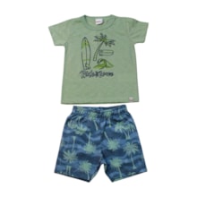 Conjunto Masculino Camiseta Estampa Coqueiro e Bermuda Moletinho 11935 - Kaiani 