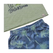 Conjunto Masculino Camiseta Estampa Coqueiro e Bermuda Moletinho 11935 - Kaiani 