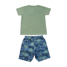 Conjunto Masculino Camiseta Estampa Coqueiro e Bermuda Moletinho 11935 - Kaiani 