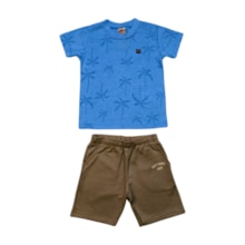 Conjunto Masculino Camiseta Estampa Coqueiros e Bermuda Moletinho 9312 - Livy      