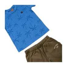 Conjunto Masculino Camiseta Estampa Coqueiros e Bermuda Moletinho 9312 - Livy      