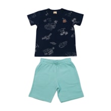 Conjunto Masculino Camiseta Estampa Coqueiros e Bermuda Moletinho Coqueiros 9535 - Livy     