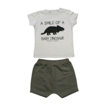 Conjunto Masculino Camiseta Estampa Dino e Bermuda Moletinho 00337 - Bambino e Bambina      