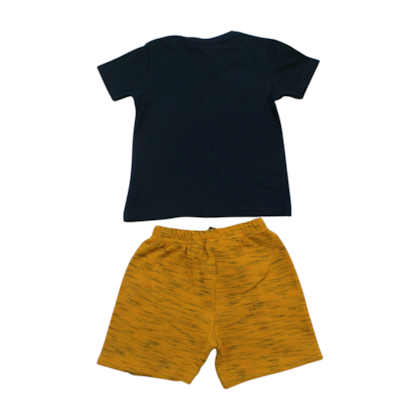 Conjunto Masculino Camiseta Estampa Dino e Bermuda Moletinho 22220 - Rollu 