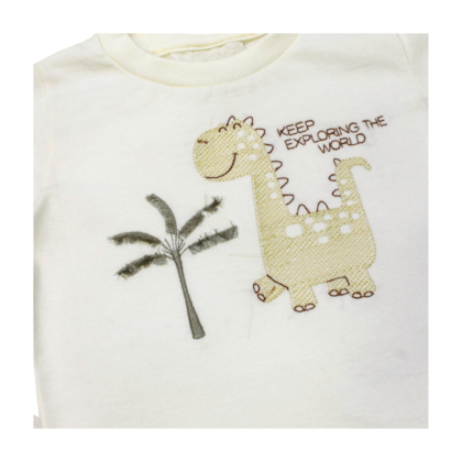 Conjunto Masculino Camiseta Estampa Dino e Bermuda Moletinho 28817 - Angerô 
