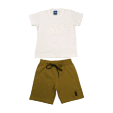 Conjunto Masculino Camiseta Estampa Dino e Bermuda Moletinho 47026 - Rei Rex      