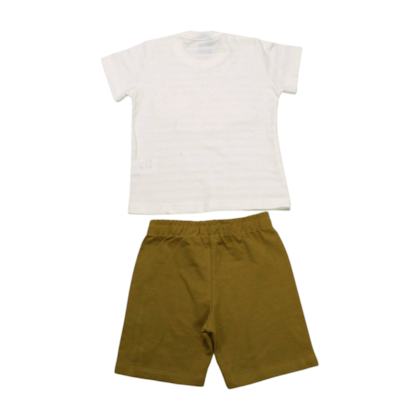 Conjunto Masculino Camiseta Estampa Dino e Bermuda Moletinho 47026 - Rei Rex      