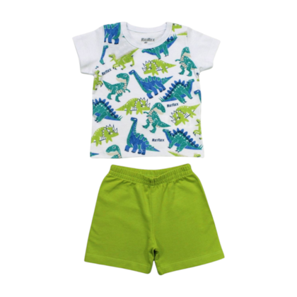 Conjunto Masculino Camiseta Estampa Dinos e Bermuda Moletinho 47002 - Rei Rex    