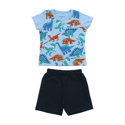 Conjunto Masculino Camiseta Estampa Dinos e Bermuda Moletinho 47002 - Rei Rex    