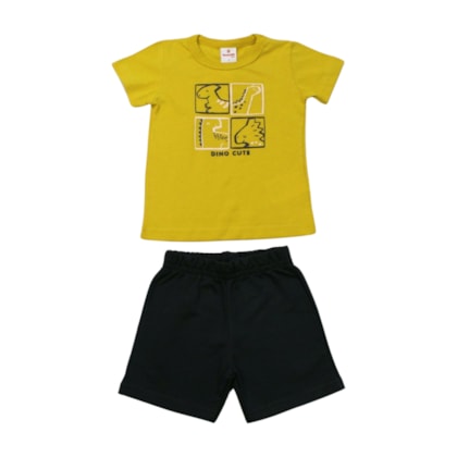Conjunto Masculino Camiseta Estampa Dinossauros e Bermuda Moletinho 36719 - Brandili
