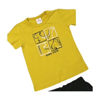 Conjunto Masculino Camiseta Estampa Dinossauros e Bermuda Moletinho 36719 - Brandili