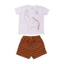 Conjunto Masculino Camiseta Estampa Elefante e Bermuda Moletinho 1929 - Mini Moon