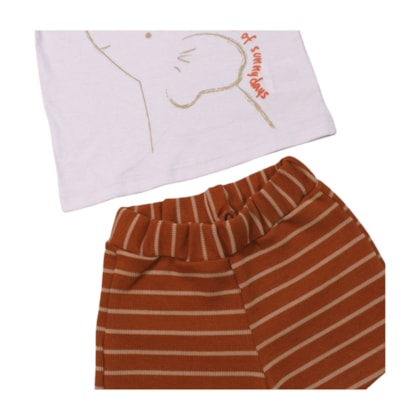 Conjunto Masculino Camiseta Estampa Elefante e Bermuda Moletinho 1929 - Mini Moon