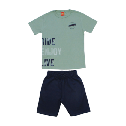 Conjunto Masculino Camiseta Estampa Enjoy e Bermuda Moletinho 1000403 - Kyly     