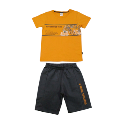 Conjunto Masculino Camiseta Estampa Folhas e Bermuda Moletinho 07921 - Soletex    