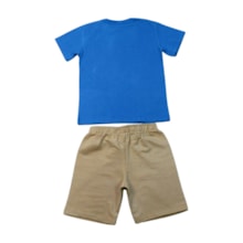 Conjunto Masculino Camiseta Estampa Folhas e Bermuda Moletinho 9326 - Livy     