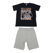 Conjunto Masculino Camiseta Estampa Gamer e Bermuda Moletinho 47163 - Rei Rex