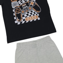 Conjunto Masculino Camiseta Estampa Gamer e Bermuda Moletinho 47163 - Rei Rex