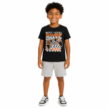 Conjunto Masculino Camiseta Estampa Gamer e Bermuda Moletinho 47163 - Rei Rex