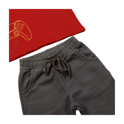 Conjunto Masculino Camiseta Estampa Gamer e Bermuda Moletinho 91446 - Cativa