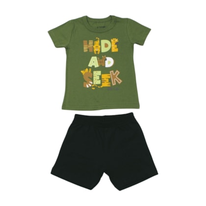 Conjunto Masculino Camiseta Estampa Hade e Bermuda Moletinho 26677 - Brandili