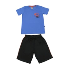 Conjunto Masculino Camiseta Estampa Hoop e Bermuda Moletinho 9179 - Dino Boy